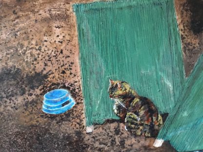 Rum for sult - ingen kattemad er et maleri med akryl på lærred