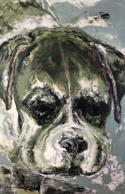 Grøn Barnham - maleri af hund 120 H x 80 B